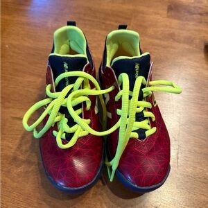 New Balance Kids Red and Neon Yellow Sneakers